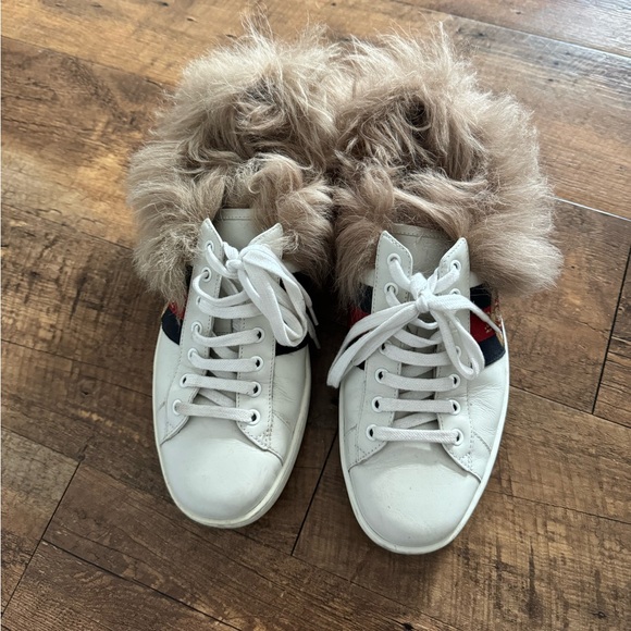 GUCCI ACE SNEAKER WITH KANGAROO FUR size 8UK/41 - Picture 3 of 4